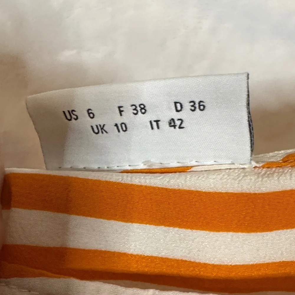 Akris Punto Women's US 6 Orange & Yellow Striped 100% Mulberry Silk Luxury Top